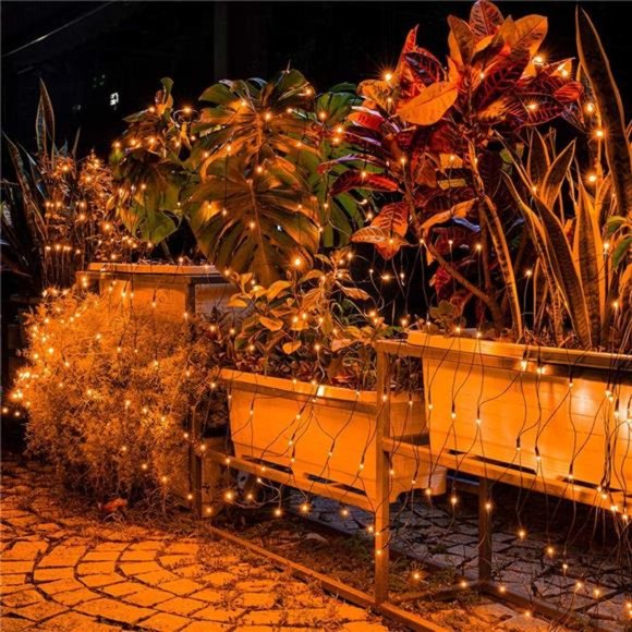 Halloween Net Lights, Connectable 12ft x 5ft 360 LED Orange Net Lights, 8 Modes - Picture 6 of 7